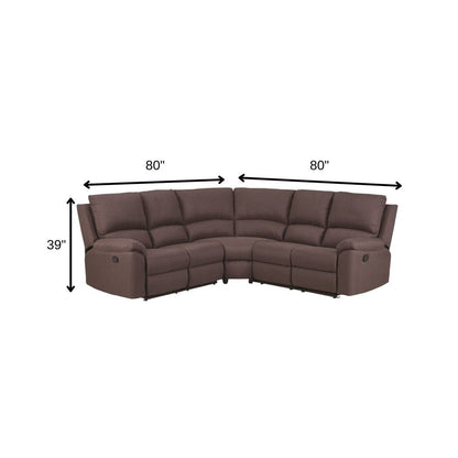 Brown Polyester Blend Reclining U Shaped Three Piece Corner Sectional HomeRoots