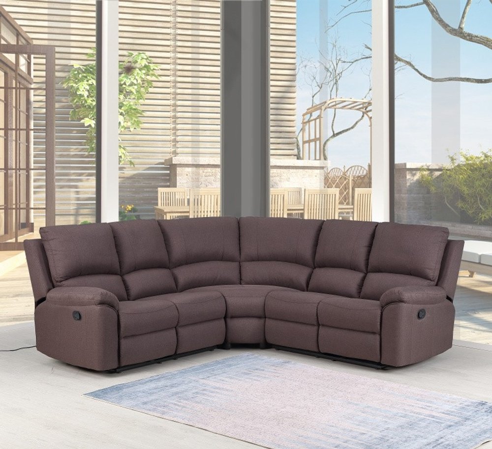 Brown Polyester Blend Reclining U Shaped Three Piece Corner Sectional HomeRoots