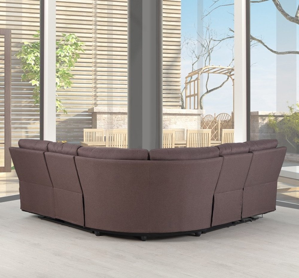 Brown Polyester Blend Reclining U Shaped Three Piece Corner Sectional HomeRoots