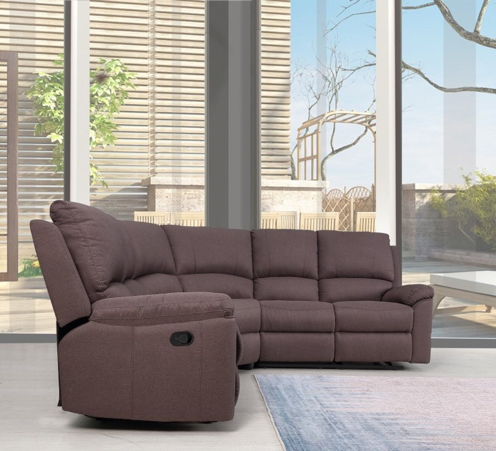 Brown Polyester Blend Reclining U Shaped Three Piece Corner Sectional HomeRoots
