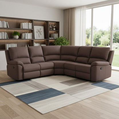 Brown Polyester Blend Reclining U Shaped Three Piece Corner Sectional HomeRoots