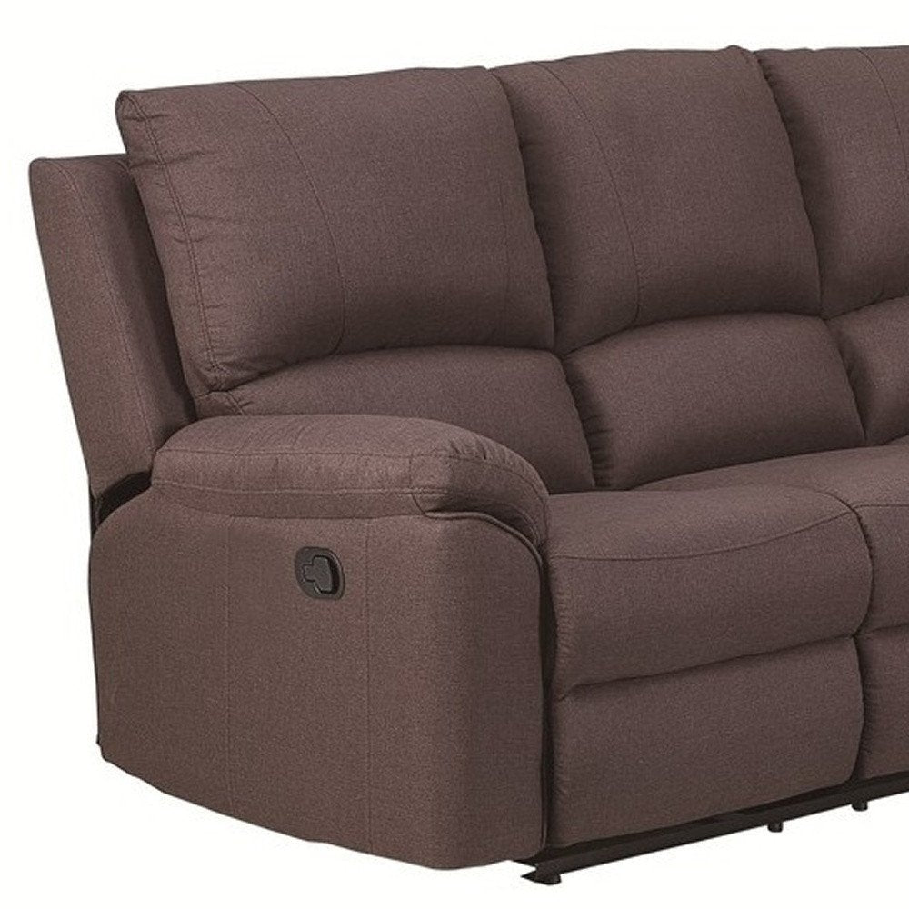 Brown Polyester Blend Reclining U Shaped Three Piece Corner Sectional HomeRoots