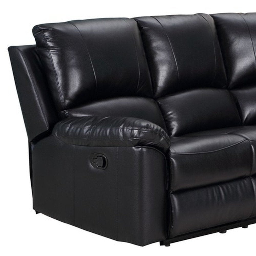 Black Polyester Blend Reclining U Shaped Three Piece Corner Sectional HomeRoots