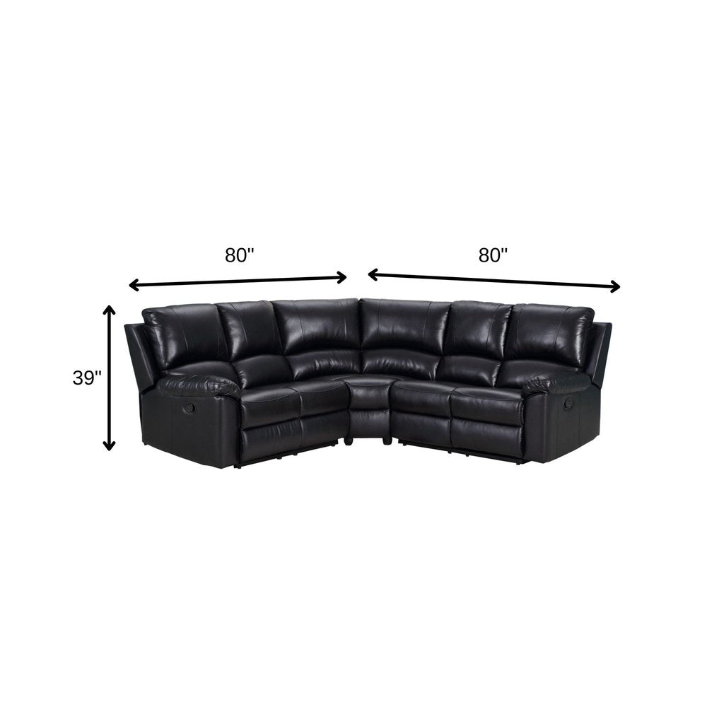 Black Polyester Blend Reclining U Shaped Three Piece Corner Sectional HomeRoots