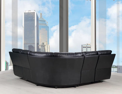 Black Polyester Blend Reclining U Shaped Three Piece Corner Sectional HomeRoots