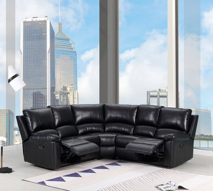 Black Polyester Blend Power Reclining U Shaped Three Piece Corner Sectional HomeRoots