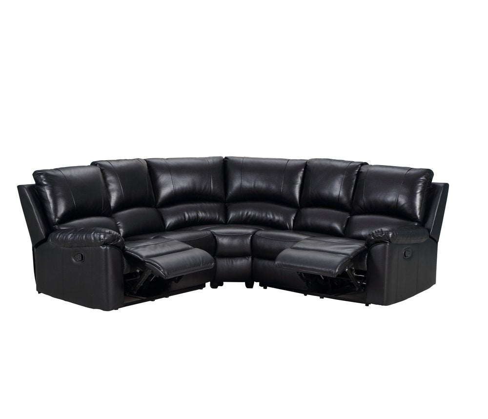 Black Polyester Blend Power Reclining U Shaped Three Piece Corner Sectional HomeRoots
