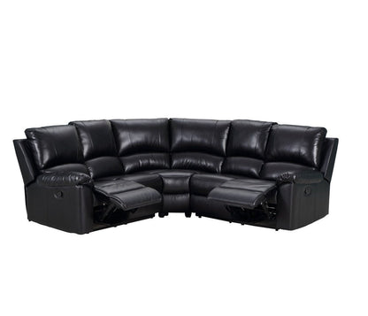Black Polyester Blend Power Reclining U Shaped Three Piece Corner Sectional HomeRoots