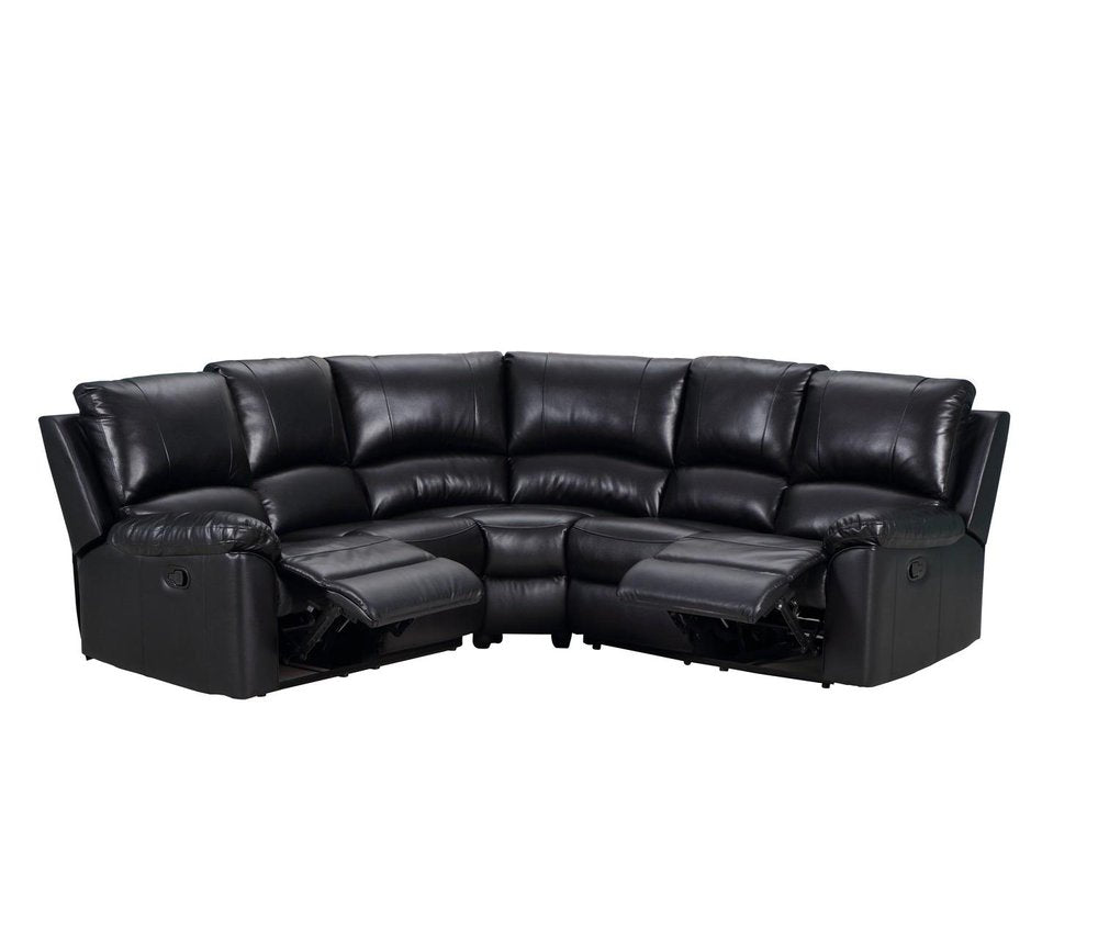 Black Polyester Blend Power Reclining U Shaped Three Piece Corner Sectional HomeRoots