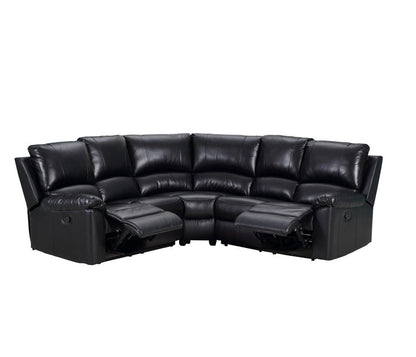 Black Polyester Blend Power Reclining U Shaped Three Piece Corner Sectional HomeRoots