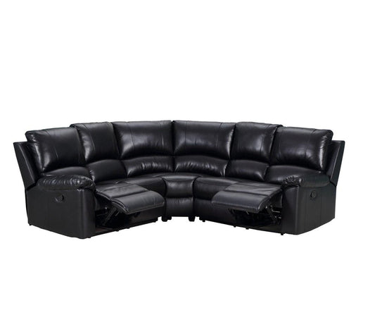 Black Polyester Blend Power Reclining U Shaped Three Piece Corner Sectional HomeRoots