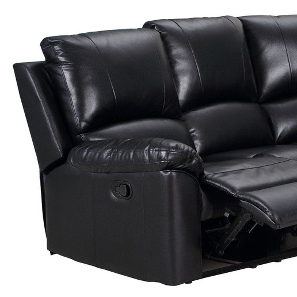 Black Polyester Blend Power Reclining U Shaped Three Piece Corner Sectional HomeRoots