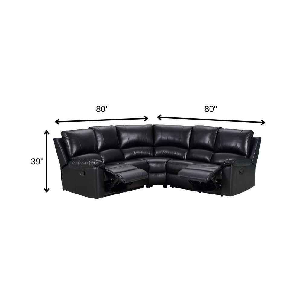 Black Polyester Blend Power Reclining U Shaped Three Piece Corner Sectional HomeRoots