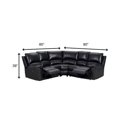Black Polyester Blend Power Reclining U Shaped Three Piece Corner Sectional HomeRoots