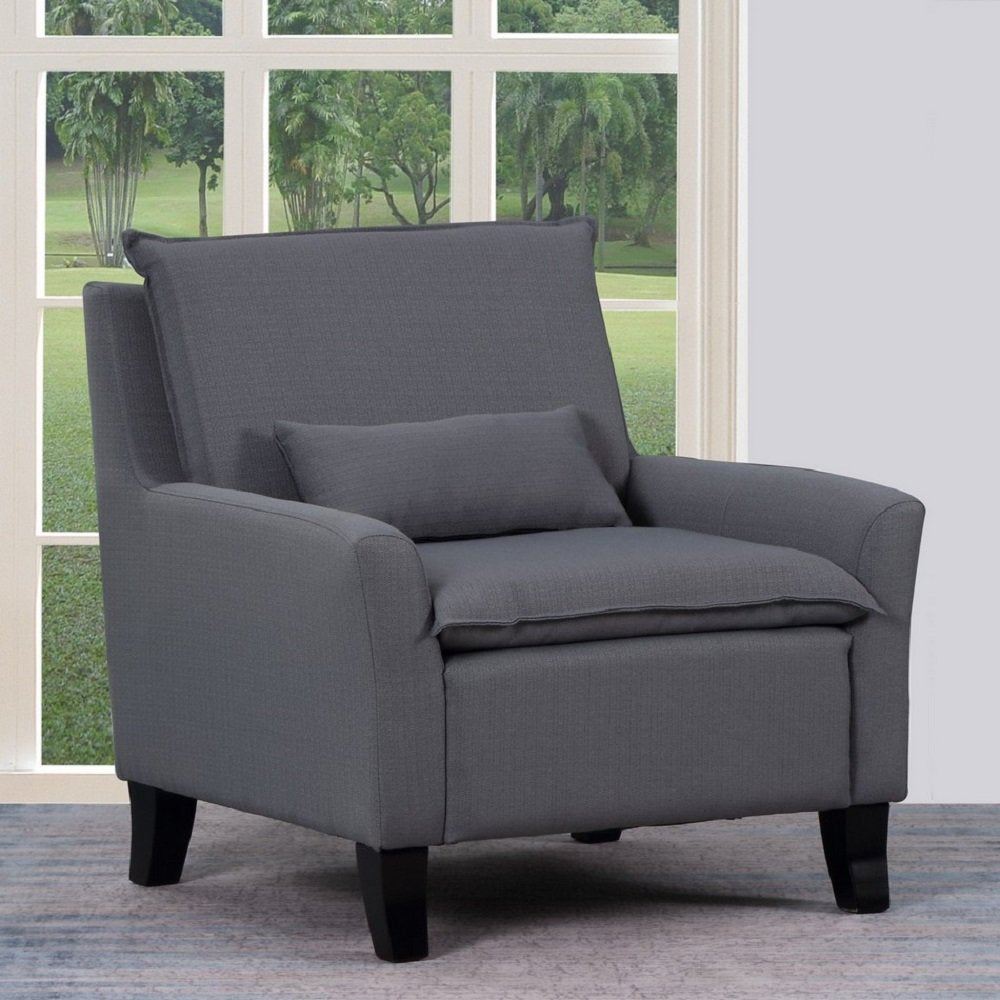 32" Gray And Black Fabric Arm Chair HomeRoots