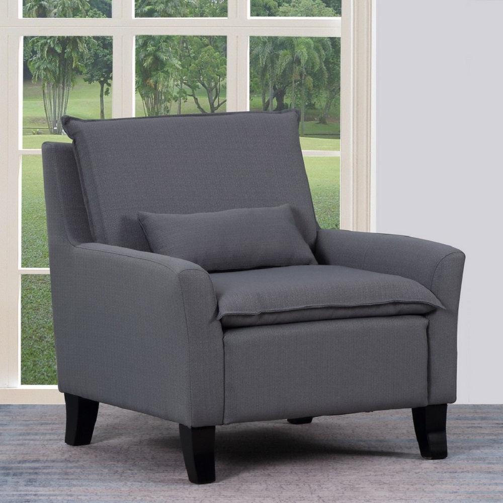 32" Gray And Black Fabric Arm Chair - FurniFindUSA