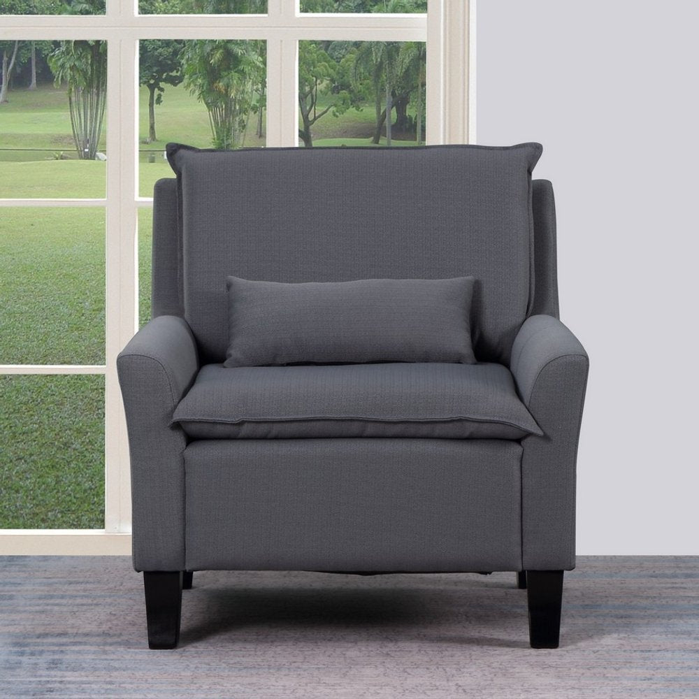 32" Gray And Black Fabric Arm Chair HomeRoots