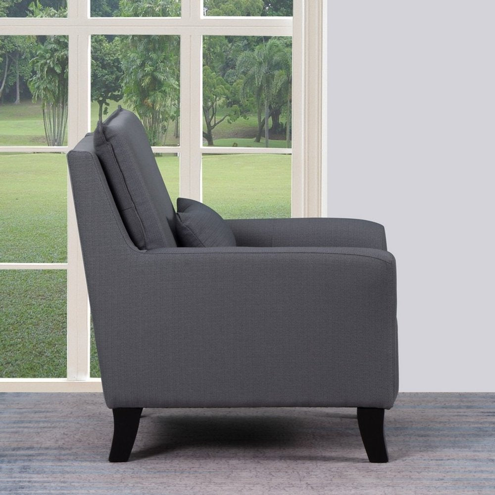 32" Gray And Black Fabric Arm Chair HomeRoots