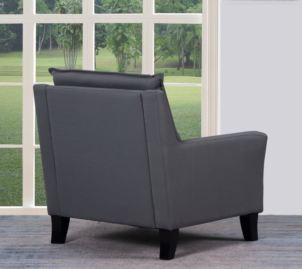 32" Gray And Black Fabric Arm Chair HomeRoots