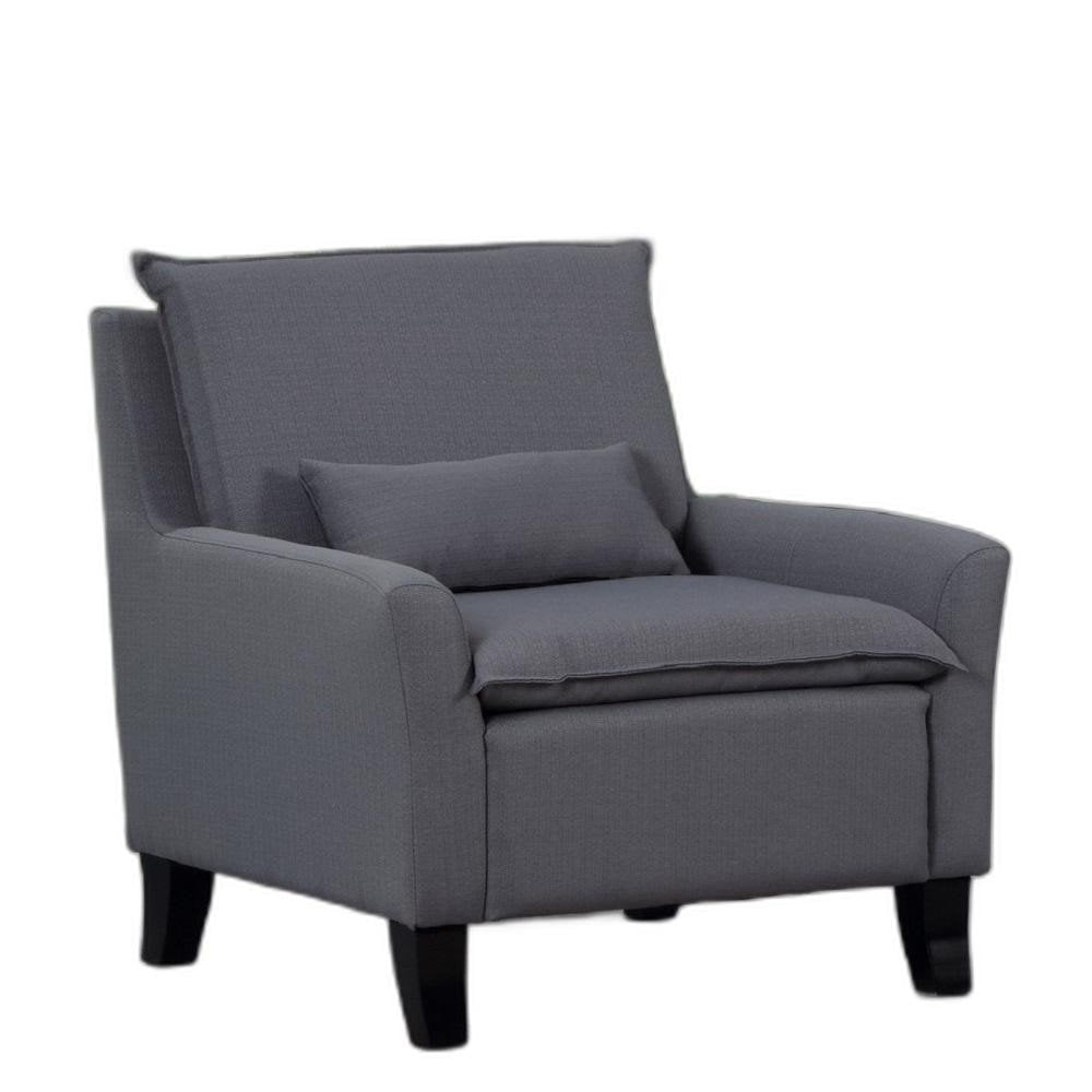 32" Gray And Black Fabric Arm Chair HomeRoots