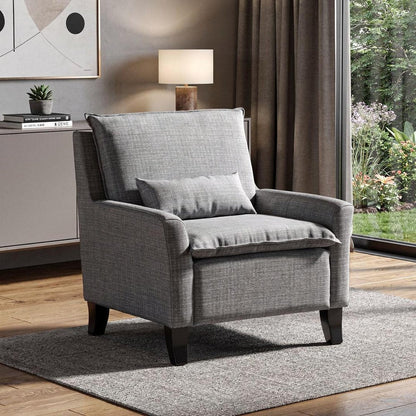 32" Gray And Black Fabric Arm Chair HomeRoots