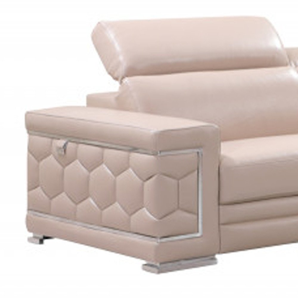 Two Piece Indoor Beige Italian Leather Five Person Seating Set HomeRoots