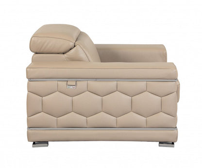 Two Piece Indoor Beige Italian Leather Five Person Seating Set HomeRoots