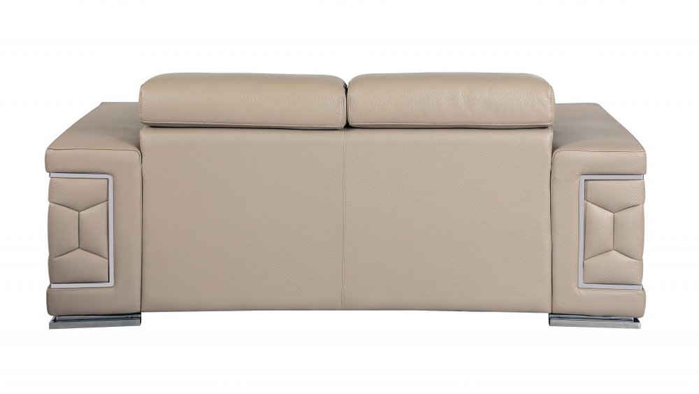 Two Piece Indoor Beige Italian Leather Five Person Seating Set HomeRoots