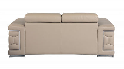 Two Piece Indoor Beige Italian Leather Five Person Seating Set HomeRoots