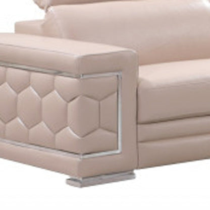 Two Piece Indoor Beige Italian Leather Five Person Seating Set HomeRoots