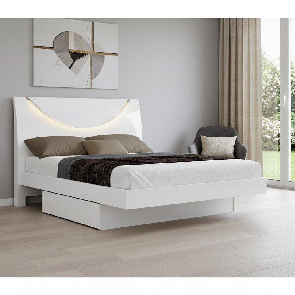 White Solid Wood King Bed Frame HomeRoots