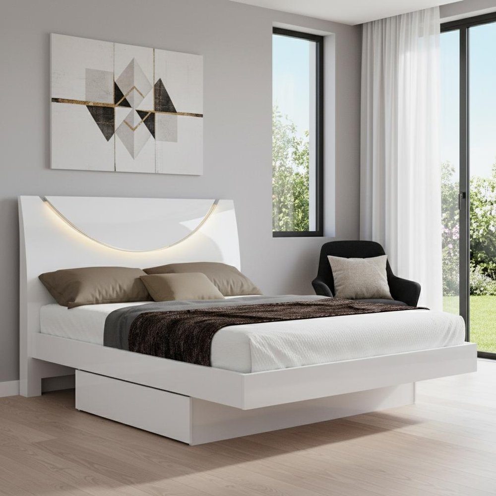 White Solid Wood King Bed Frame HomeRoots