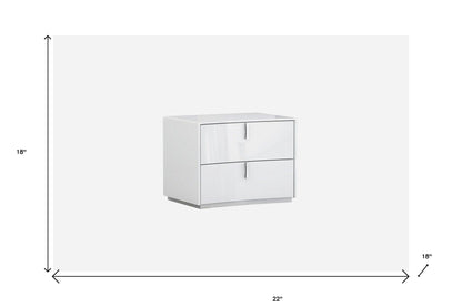 18" White Two Drawers Manufactured Wood Nightstand - FurniFindUSA