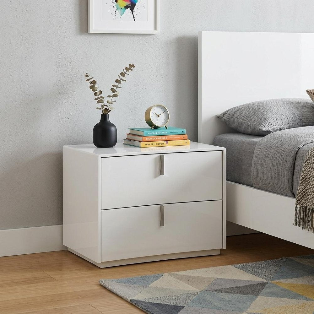 18" White Two Drawers Manufactured Wood Nightstand HomeRoots
