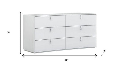 62" White Wood Six Drawer HomeRoots