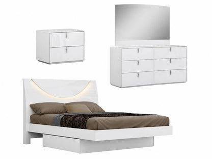 Four Piece White Solid and Manufactured Wood Bedroom Set With Mirror HomeRoots