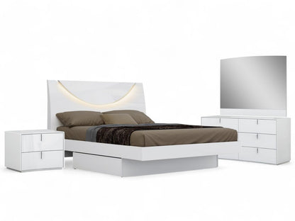 Four Piece White Solid and Manufactured Wood Bedroom Set With Mirror HomeRoots