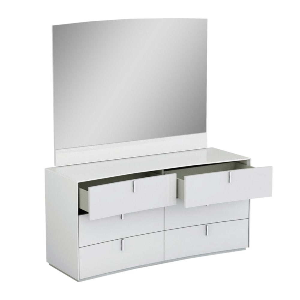 Four Piece White Solid and Manufactured Wood Bedroom Set With Mirror HomeRoots