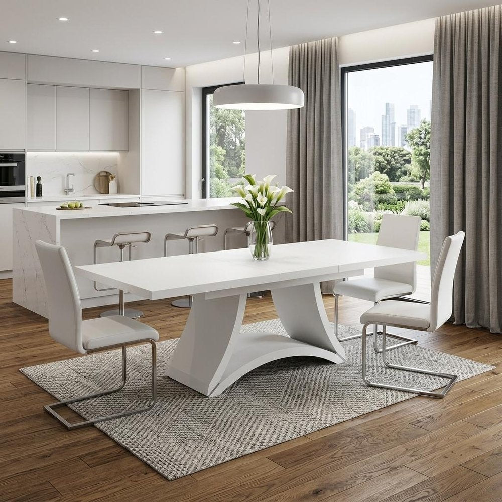 98" White Solid Manufactured Wood Dining Table HomeRoots