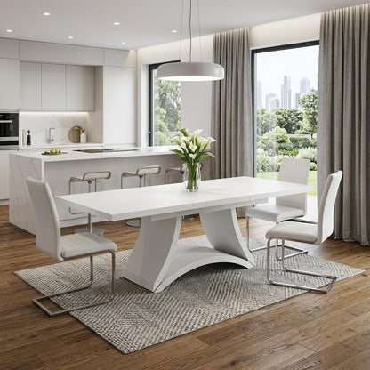 98" White Solid Manufactured Wood Dining Table HomeRoots