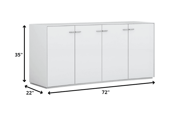 72" White Buffet Table with Four Doors - FurniFindUSA