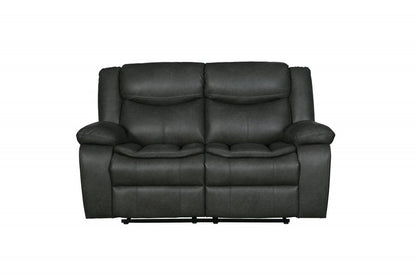 64" Gray Faux Leather Manual Reclining Love Seat HomeRoots