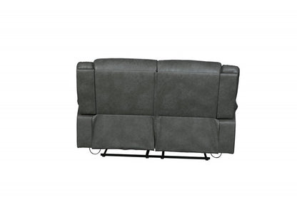 64" Gray Faux Leather Manual Reclining Love Seat HomeRoots
