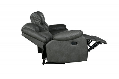 64" Gray Faux Leather Manual Reclining Love Seat HomeRoots