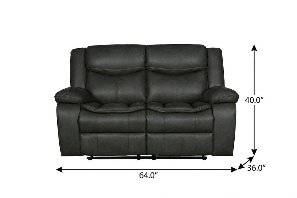 64" Gray Faux Leather Manual Reclining Love Seat HomeRoots