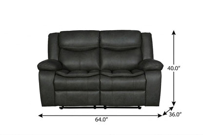 64" Gray Faux Leather Manual Reclining Love Seat HomeRoots