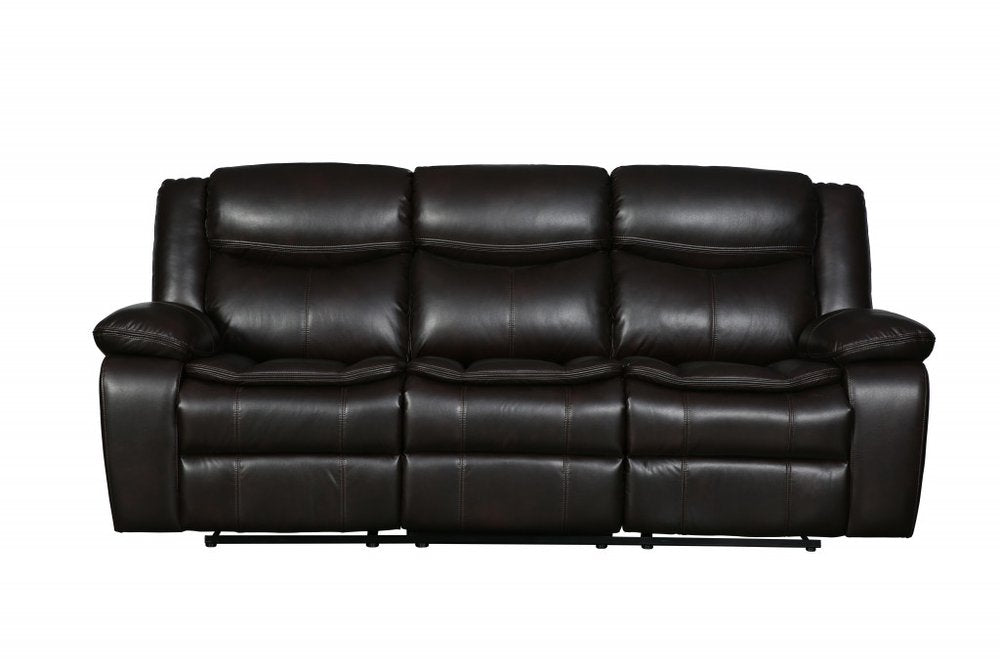 86" Brown Faux Leather Sofa With Black Legs HomeRoots