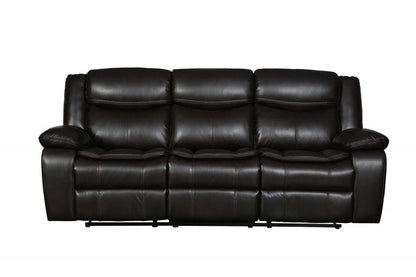 86" Brown Faux Leather Sofa With Black Legs HomeRoots