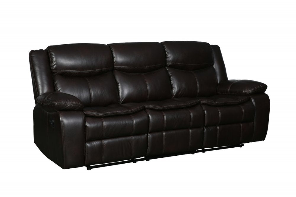 86" Brown Faux Leather Sofa With Black Legs HomeRoots