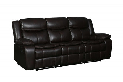 86" Brown Faux Leather Sofa With Black Legs HomeRoots